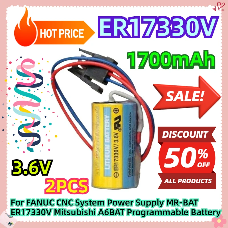 1700mAh 3.6V 2pcs For FANUC CNC System Power Supply MR-BAT ER17330V Mitsubishi A6BAT Programmable Battery
1700mAh 3.6V 2pcs For FANUC CNC System Power Supply MR-BAT ER17330V Mitsubishi A6BAT Programmable Battery