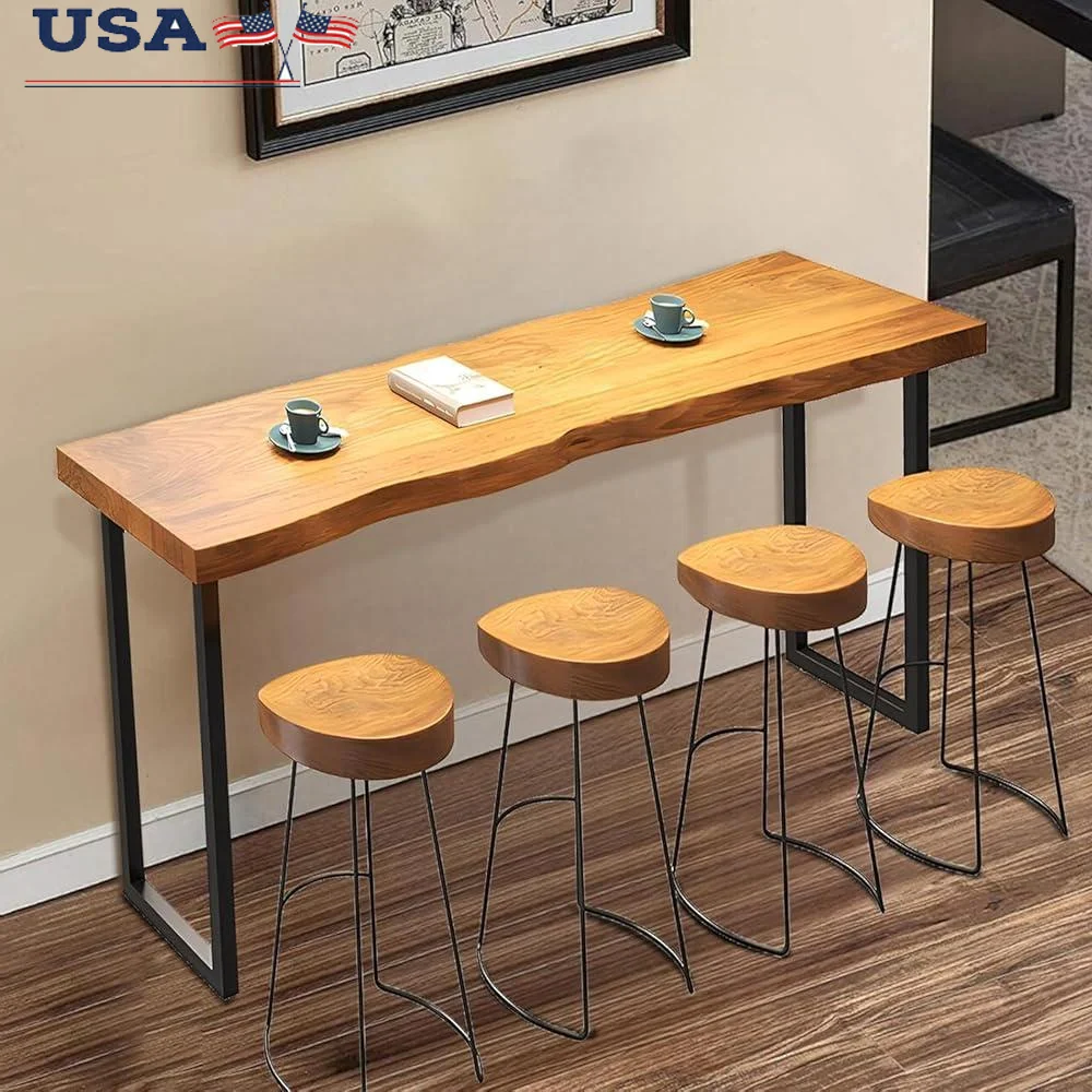 Natural Solid Wood Bar Height Table Modern Live Edge Bistro Table High Top Dining Table Kitchen Living Room Restaurant
Natural Solid Wood Bar Height Table Modern Live Edge Bistro Table High Top Dining Table Kitchen Living Room Restaurant