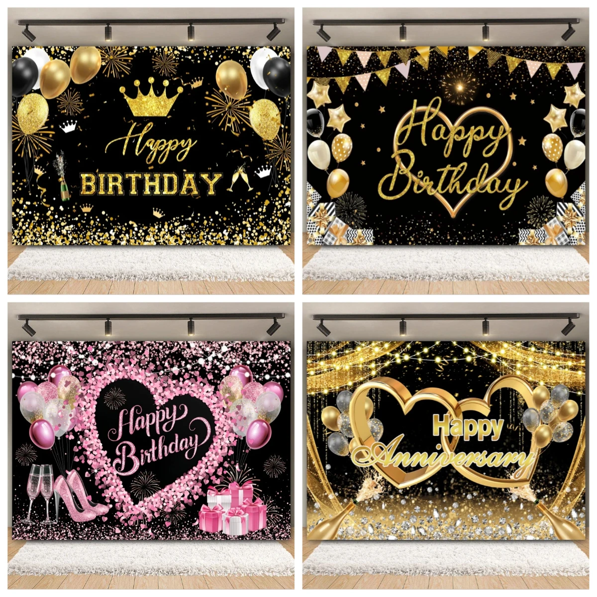 Happy Anniversary Backdrop Gold Balloon Glitter Love Heart Flower Birthday Party Bridal Shower Wedding Photography Background
Happy Anniversary Backdrop Gold Balloon Glitter Love Heart Flower Birthday Party Bridal Shower Wedding Photography Background