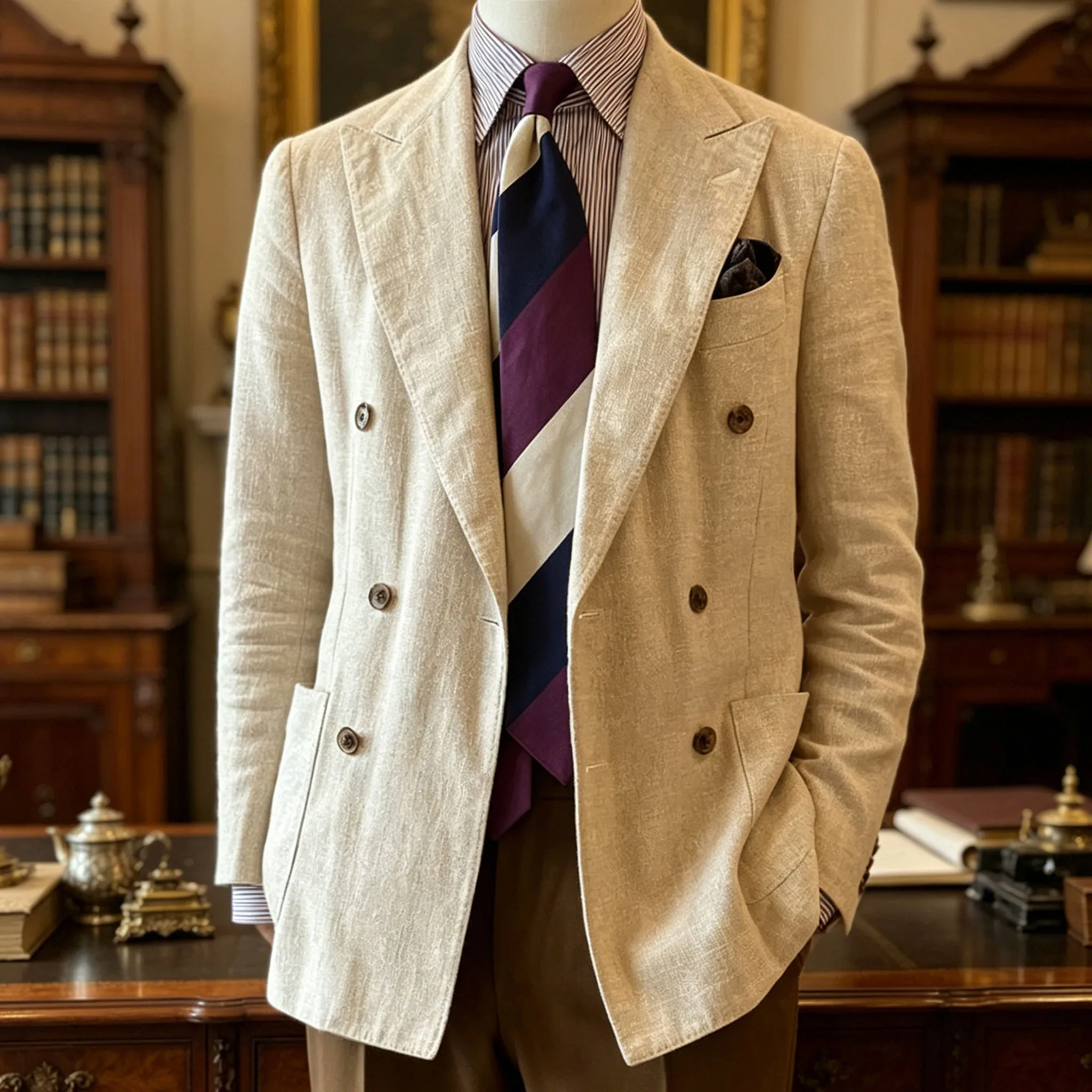 Elegant Men's Linen Blazer Double Breasted Peak Lapel Breathable Lightweight Fashion Casual Jacket Old Mmoney Aesthetic Business
Elegant Men's Linen Blazer Double Breasted Peak Lapel Breathable Lightweight Fashion Casual Jacket Old Mmoney Aesthetic Business