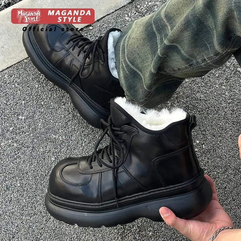 Velvet short leather boots for men, winter warmth, big head outdoor snow boots, cotton shoes, lace up thick work shoes, black
Velvet short leather boots for men, winter warmth, big head outdoor snow boots, cotton shoes, lace up thick work shoes, black