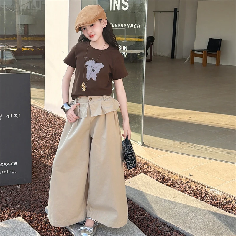 Children Clothes Girl Summer Cute Cartoon Dog Print Short Sleeve T Shirt and High Waist Wide Leg Pants With Ruffle 2026
Children Clothes Girl Summer Cute Cartoon Dog Print Short Sleeve T Shirt and High Waist Wide Leg Pants With Ruffle 2026