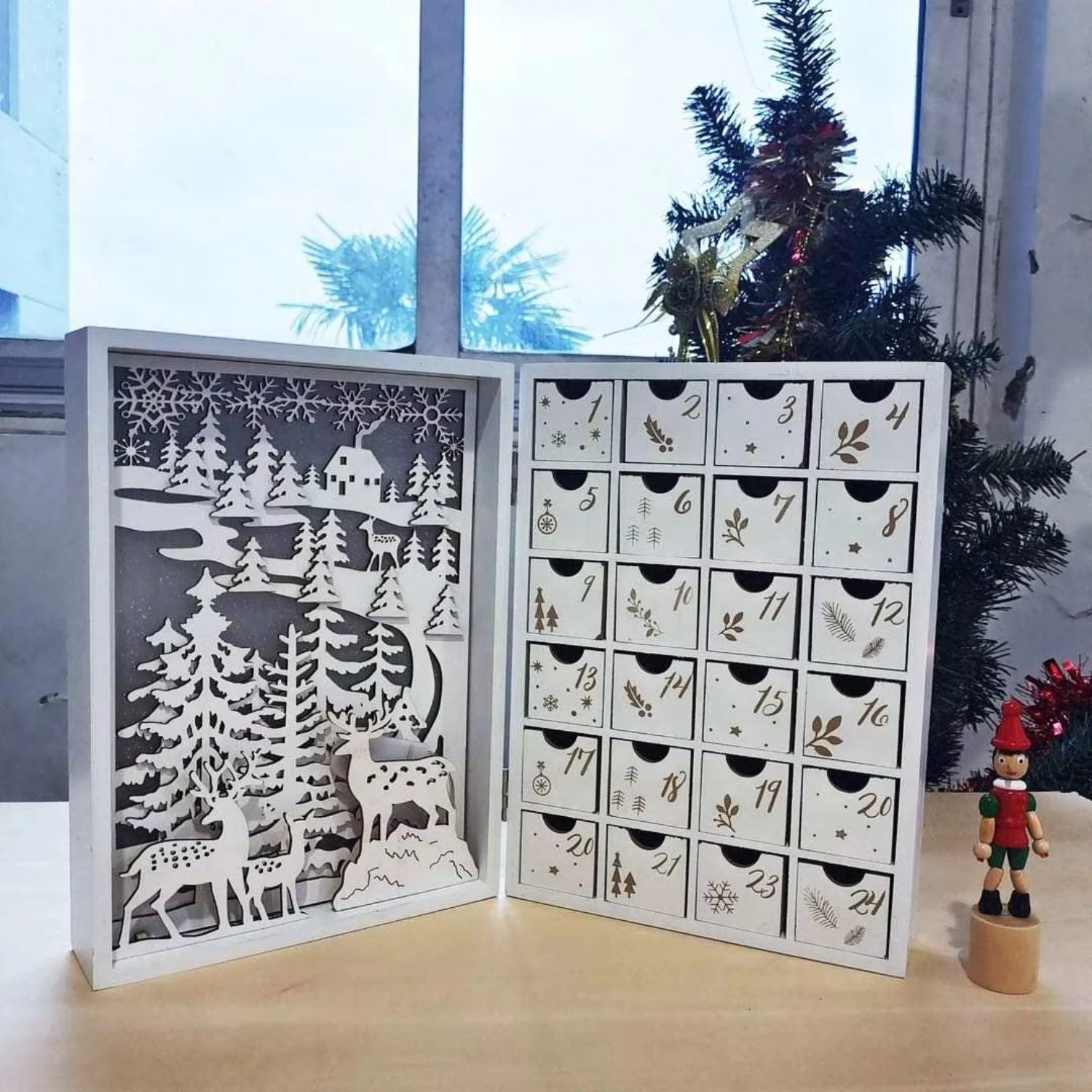 2023 New Design Classic LED Christmas Decoration Christmas Battery Operated Wooden Advent Calendar House with 24 Drawers
2023 New Design Classic LED Christmas Decoration Christmas Battery Operated Wooden Advent Calendar House with 24 Drawers