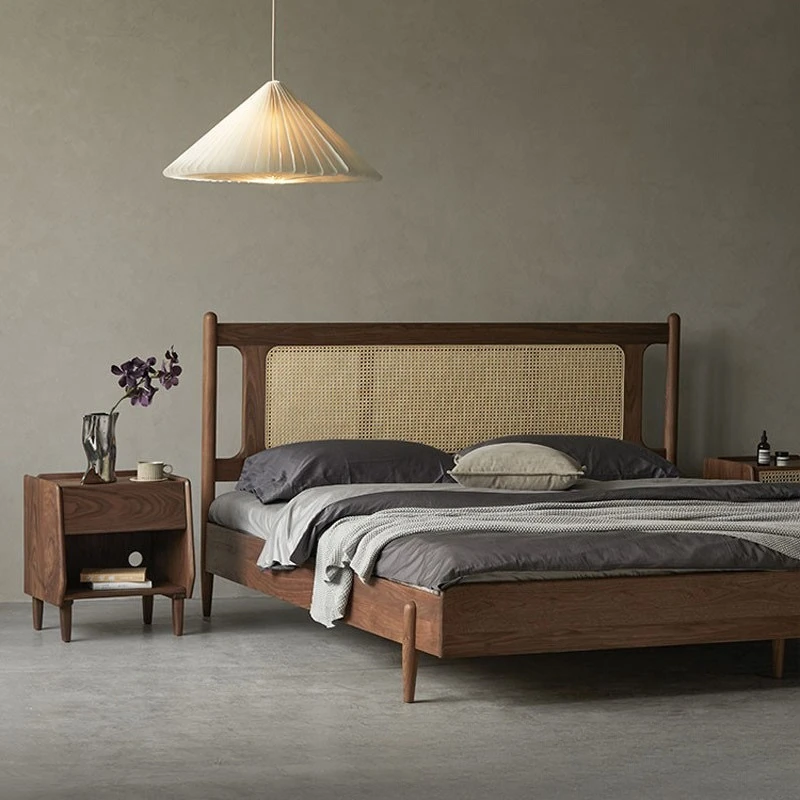Bedroom all solid wood high-end braided rattan walnut master bedroom wedding bed solid wood furniture
Bedroom all solid wood high-end braided rattan walnut master bedroom wedding bed solid wood furniture