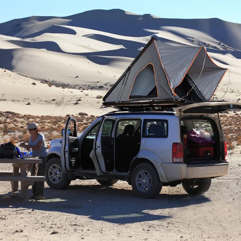 Aluminum Hard Shell Rooftop Tent with Ladder | Roof Rack Mounted Triangle Camping Tent