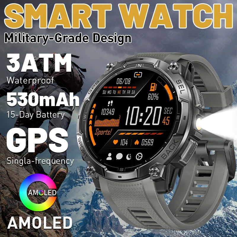 530mAh Battery Smart Watch 2026 New Military Grade GPS 3ATM Waterproof Bluetooth Call 100+Sports Outdoor Smartwatch Men Compass
530mAh Battery Smart Watch 2026 New Military Grade GPS 3ATM Waterproof Bluetooth Call 100+Sports Outdoor Smartwatch Men Compass