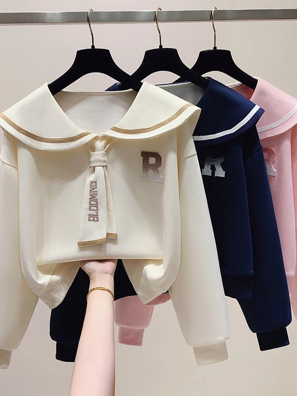 Stylish Naval Collar Sweatshirt for Big Kids And Teens Spring Autumn Sweet College Style Top Quality Polyester And Cotton Blend
Stylish Naval Collar Sweatshirt for Big Kids And Teens Spring Autumn Sweet College Style Top Quality Polyester And Cotton Blend