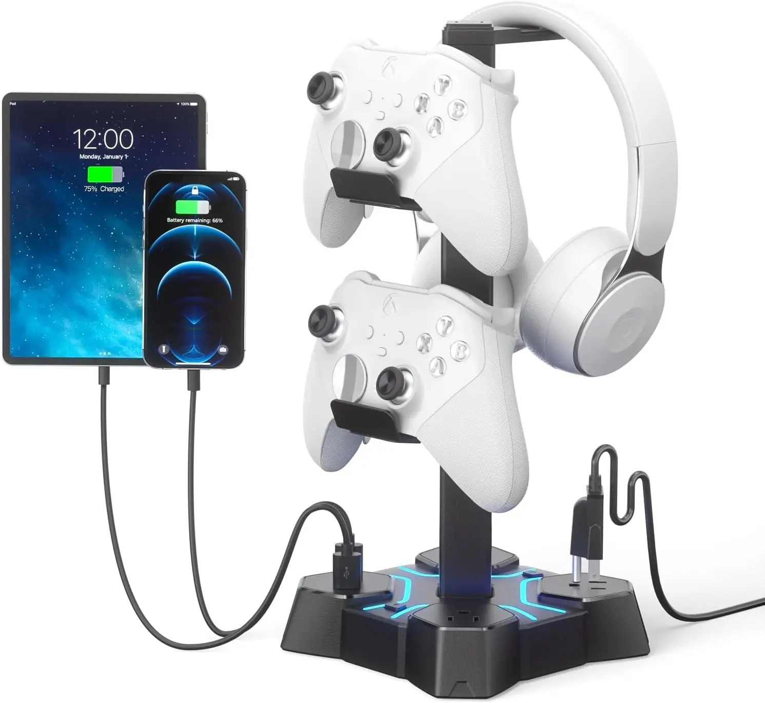 Headphone Stand with USB Charger, Controller Stand for Desk, Headphone Holder with 2 USB Charging Ports and 3 AC Outlets, Accessories for Desktop(Black)
Headphone Stand with USB Charger, Controller Stand for Desk, Headphone Holder with 2 USB Charging Ports and 3 AC Outlets, Accessories for Desktop(Black)