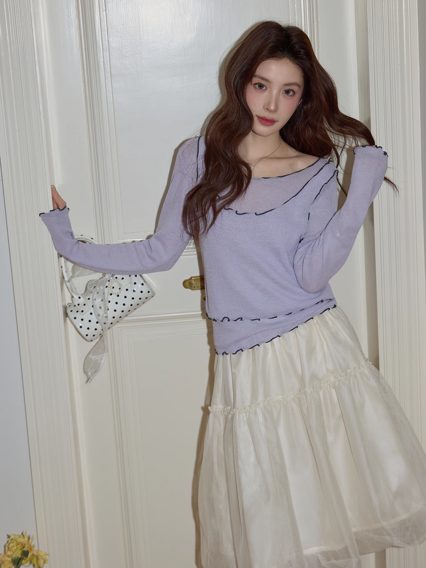 Purple Ruffle Hem Knitwear Women's Slim Fit Long Sve Early Spring High Quali Casual Sle Korean Faion Commute Wind
Purple Ruffle Hem Knitwear Women's Slim Fit Long Sve Early Spring High Quali Casual Sle Korean Faion Commute Wind
