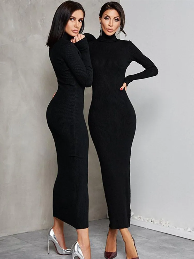 Winter Elegant Turtleneck Knitted Ribbed Party Dress Women Gown Hipster Streetwear Solid Long Sleeve Sheath Midi Dresses Woman
Winter Elegant Turtleneck Knitted Ribbed Party Dress Women Gown Hipster Streetwear Solid Long Sleeve Sheath Midi Dresses Woman
