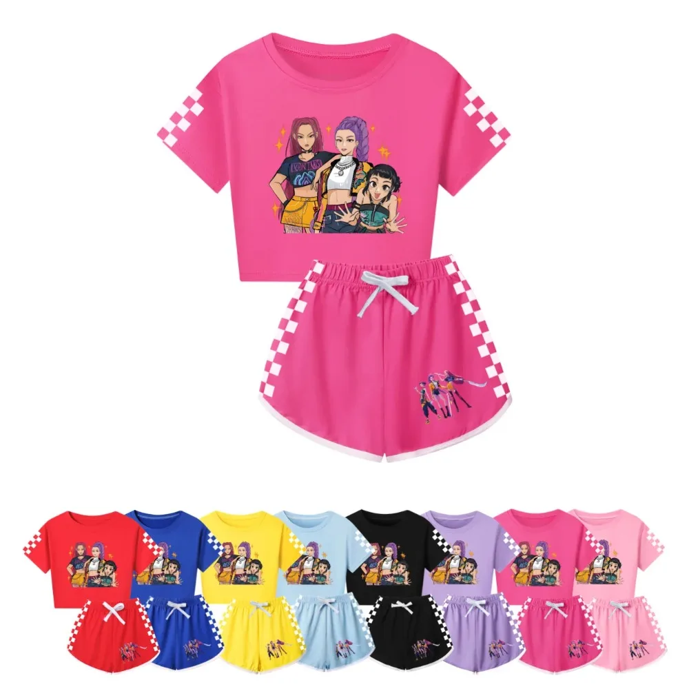 KPop Anime Demon Hunters Girls Costume Set Summer Loose Fit Cotton T-shirt & Shorts for Kids Zoey Rumi Mira Character Pajamas
KPop Anime Demon Hunters Girls Costume Set Summer Loose Fit Cotton T-shirt & Shorts for Kids Zoey Rumi Mira Character Pajamas
