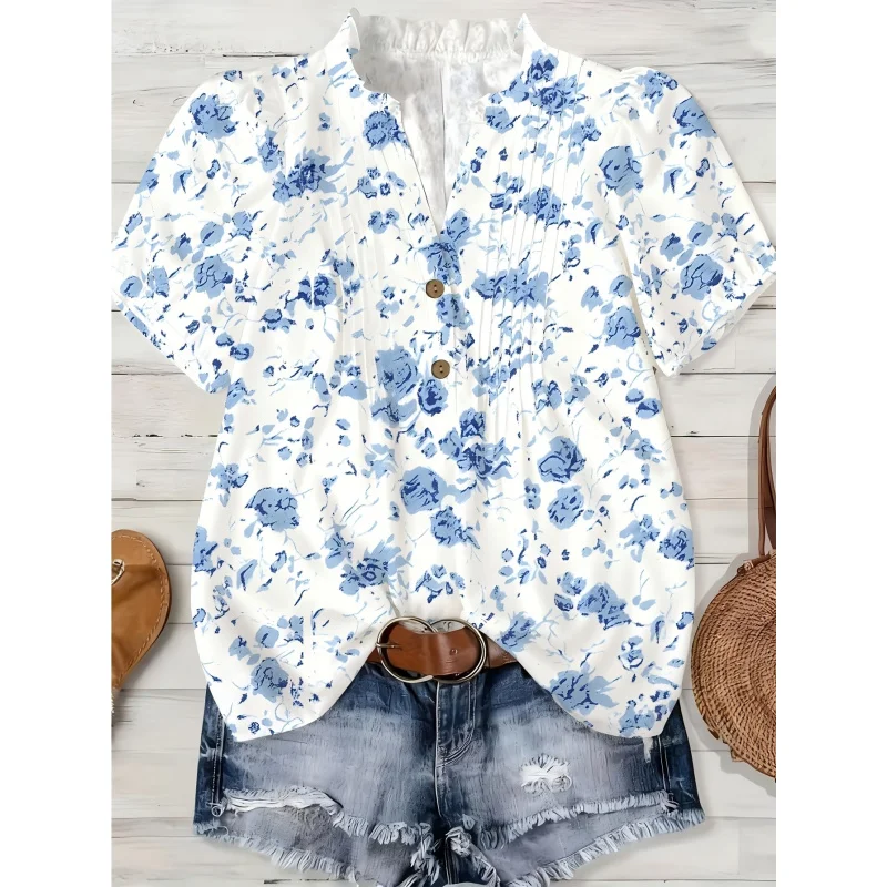 Plus Size •-Border European and American • Women's Elegant Fashion Button Short Sleeve Top
Plus Size •-Border European and American • Women's Elegant Fashion Button Short Sleeve Top