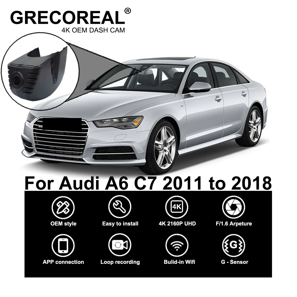 GRECOREAL 4K Dash Cam Front and Rear 2160P WiFi Car Dual Dashcam APP Control Easy Install Plug Play Compatible with Audi A6 C7
GRECOREAL 4K Dash Cam Front and Rear 2160P WiFi Car Dual Dashcam APP Control Easy Install Plug Play Compatible with Audi A6 C7