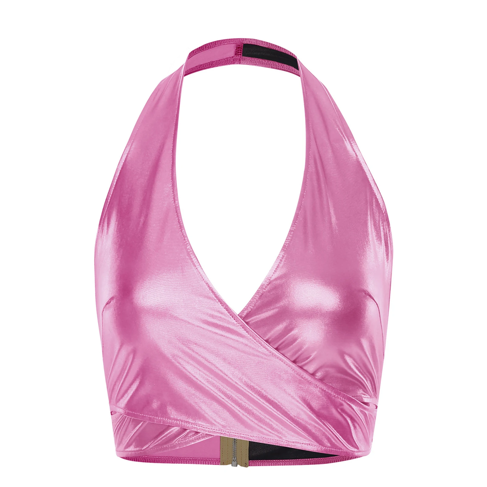 Women Metallic Shiny Cropped Tops Dance Clubwear Wrap V Neck Halter Back Zip Contrast Color Bra Vest Tank Top for Raves Party
Women Metallic Shiny Cropped Tops Dance Clubwear Wrap V Neck Halter Back Zip Contrast Color Bra Vest Tank Top for Raves Party