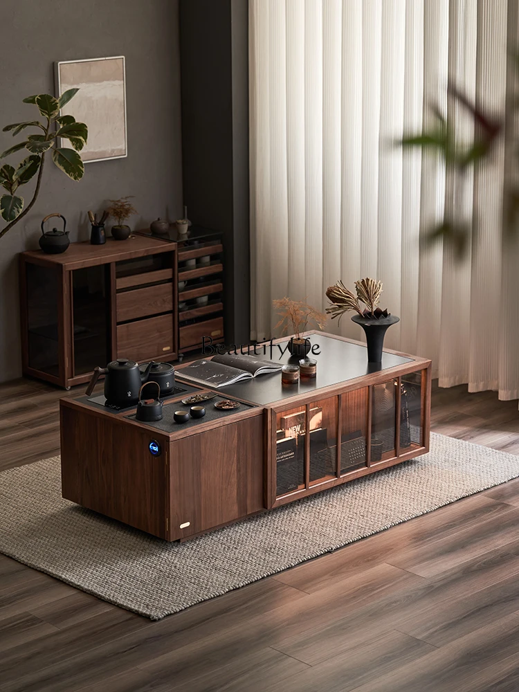 Black walnut lifting coffee table New Chinese rock slab tea table Integrated table
Black walnut lifting coffee table New Chinese rock slab tea table Integrated table