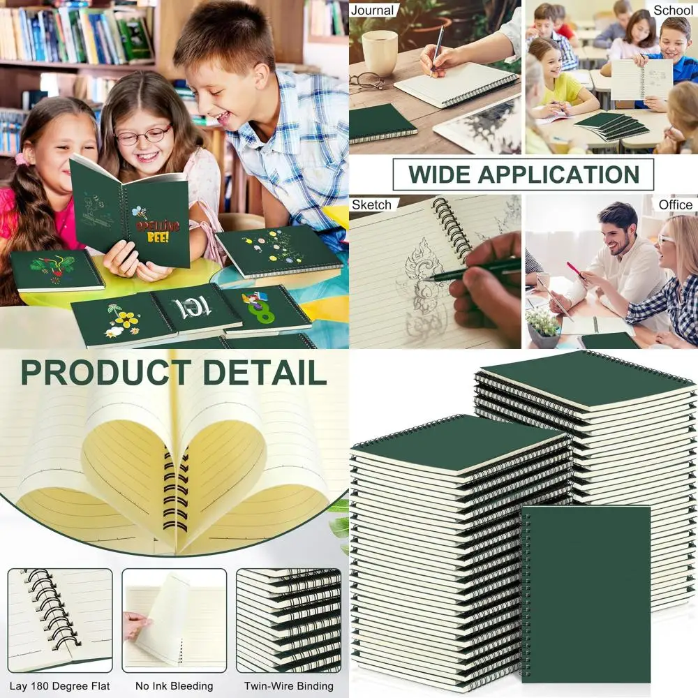 A5 Spiral Notebooks, Lined, 8.3 x 5.5, Deep Green, 72 Pack for School & Office Use
A5 Spiral Notebooks, Lined, 8.3 x 5.5, Deep Green, 72 Pack for School & Office Use