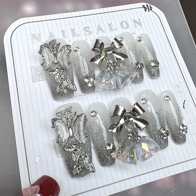 10Pcs Crystal Butterfly On Nails Cat's Eye French Handmade False Nails With 3D Bell Pendant T-Coffin Ballet Wearable Manicure&*&
10Pcs Crystal Butterfly On Nails Cat's Eye French Handmade False Nails With 3D Bell Pendant T-Coffin Ballet Wearable Manicure&*&