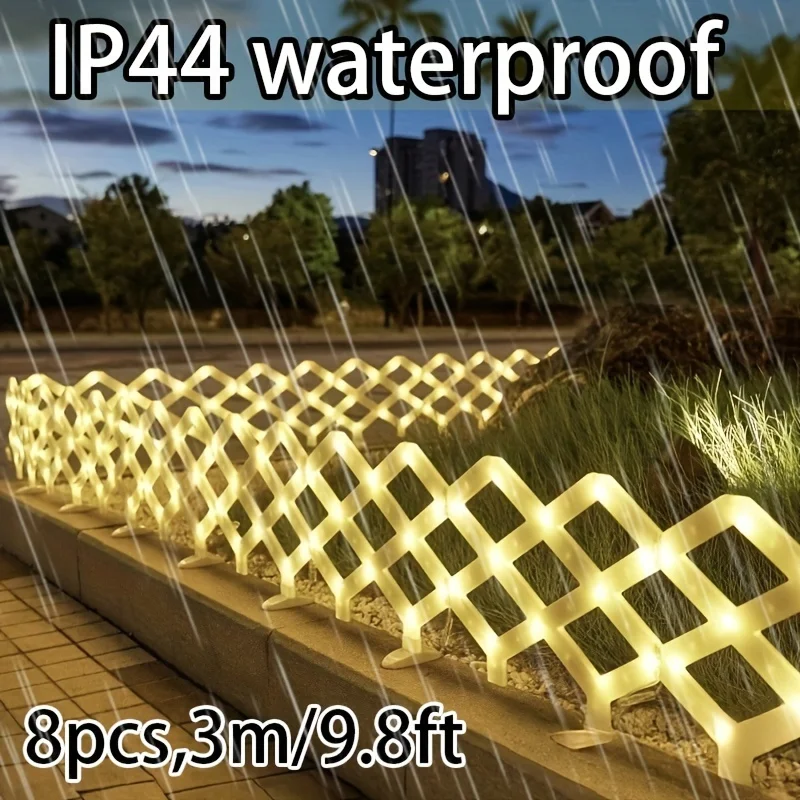 8pcs Pack, Total 304cm/ 119.69 Inch, Outdoor Simulation Fence Light, TYPE-C Charging. Double Diamond Fence Decorative Light, Solar Powered, 8 Flashing Functions, Outdoor Garden Yard Decoration, Christmas Day Interior Decoration, IP44 Waterproof
8pcs Pack, Total 304cm/ 119.69 Inch, Outdoor Simulation Fence Light, TYPE-C Charging. Double Diamond Fence Decorative Light, Solar Powered, 8 Flashing Functions, Outdoor Garden Yard Decoration, Christmas Day Interior Decoration, IP44 Waterproof