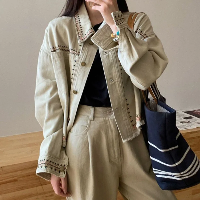 Women Spring/Autumn New Arrival Trendy Embroider Denim Jacket Baseball Uniform Casual Coat
Women Spring/Autumn New Arrival Trendy Embroider Denim Jacket Baseball Uniform Casual Coat
