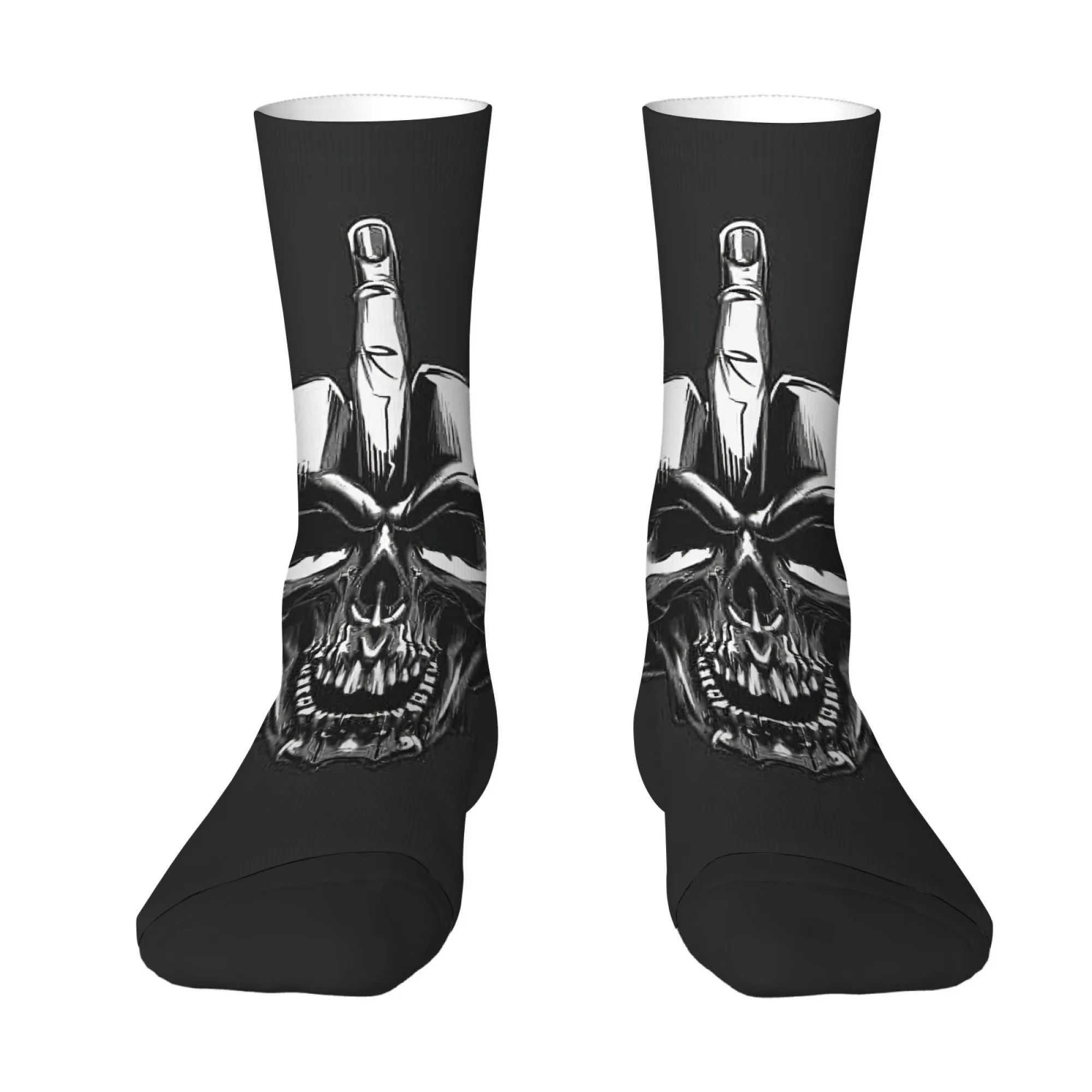 Funny Dark Rebellious Skull Middle Finger Print Men's Mid-calf Socks Black White Color Provocative and Cool Street Party Socks
Funny Dark Rebellious Skull Middle Finger Print Men's Mid-calf Socks Black White Color Provocative and Cool Street Party Socks