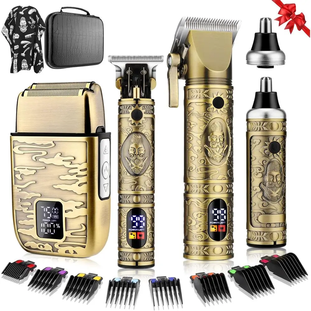 Nose Hair Trimmer Set with Electric Shaver, Professional Metal Clippers Kit for Men's Grooming, LCD Display, Great Gift for Men.
Nose Hair Trimmer Set with Electric Shaver, Professional Metal Clippers Kit for Men's Grooming, LCD Display, Great Gift for Men.