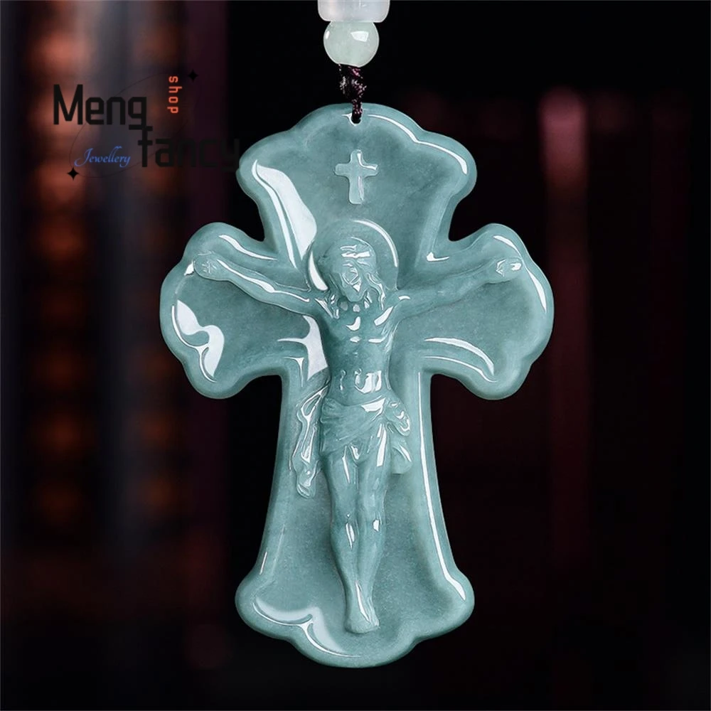 High-grade Natural A-grade Jadeite Blue Water Cross Ice Jade Pendant Popular Fashion Jewelry Best Selling Exquisite Holiday Gift
High-grade Natural A-grade Jadeite Blue Water Cross Ice Jade Pendant Popular Fashion Jewelry Best Selling Exquisite Holiday Gift