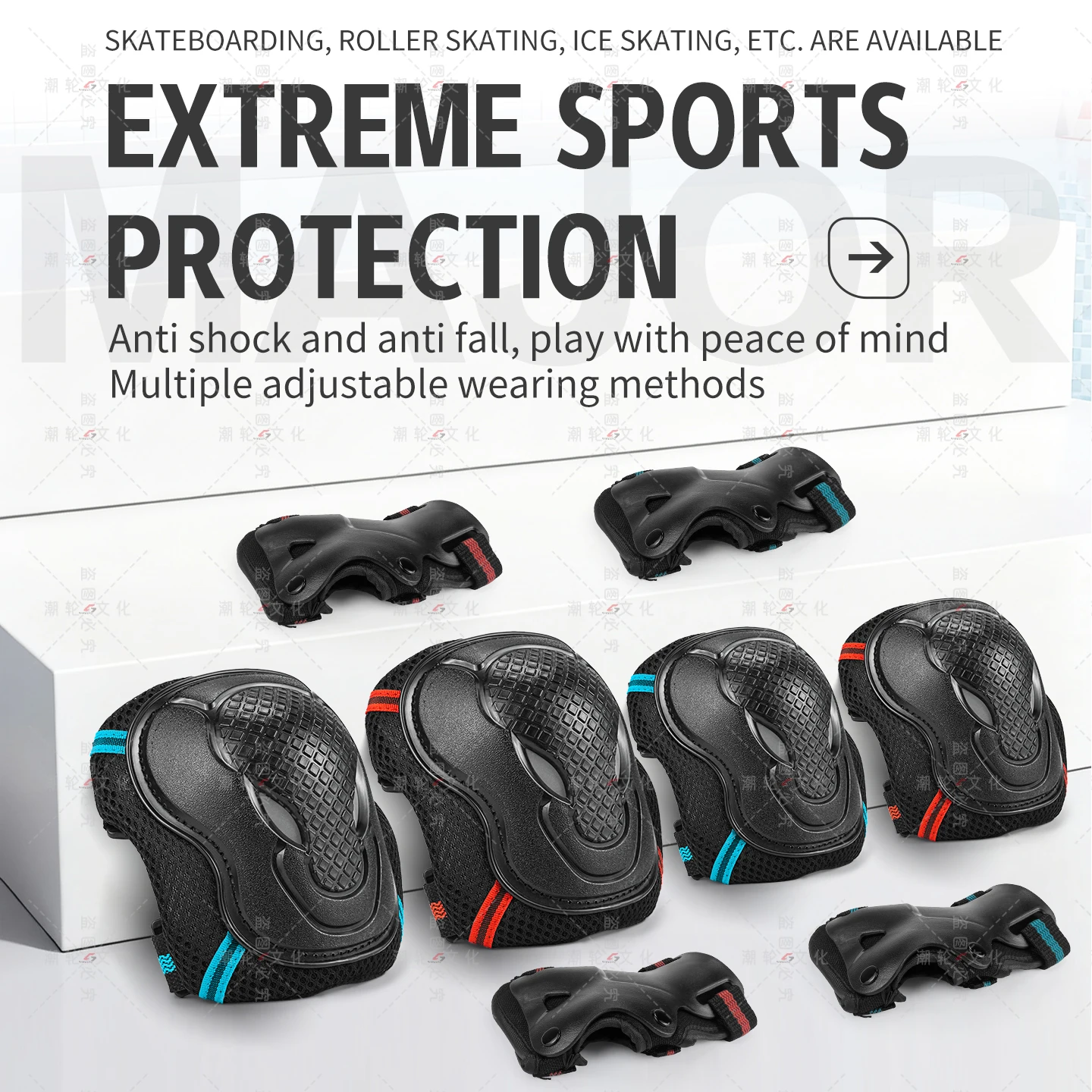 6Pcs/Set Elbow Knee Pads Skating Protector Skateboard Bicycle Sports Protective Gear Riding Roller Wrist Guard Kids Adults 
6Pcs/Set Elbow Knee Pads Skating Protector Skateboard Bicycle Sports Protective Gear Riding Roller Wrist Guard Kids Adults