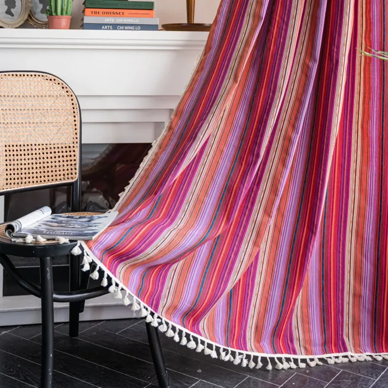 Cotton Linen Boho Rainbow Stripes Curtain with Tassel Drape Blackout Valance for The Luxury Living Room Curtains for Living Room
Cotton Linen Boho Rainbow Stripes Curtain with Tassel Drape Blackout Valance for The Luxury Living Room Curtains for Living Room
