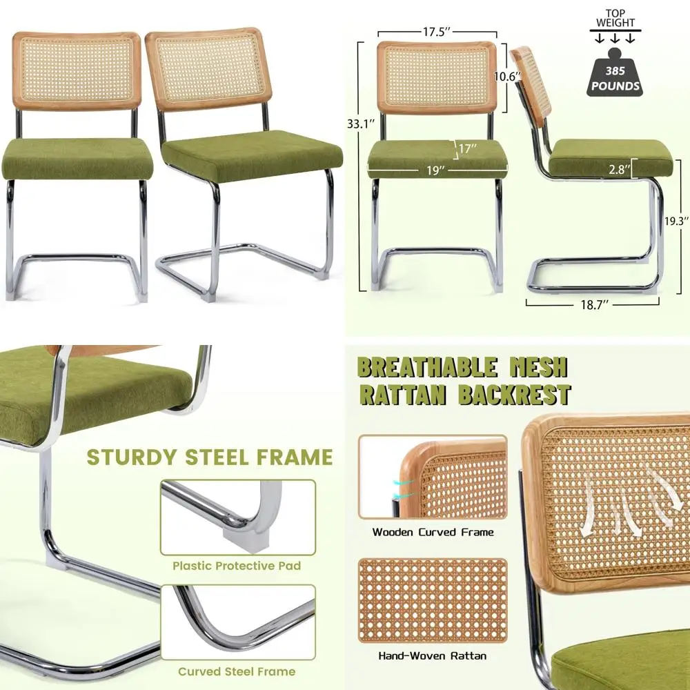 Обеденные стулья ручной работы из ротанговой спинки, набор из 2 предметов с хромированным основанием и мягкими хлопковыми сиденьями для кухонного обеденного места
Обеденные стулья ручной работы из ротанговой спинки, набор из 2 предметов с хромированным основанием и мягкими хлопковыми сиденьями для кухонного обеденного места