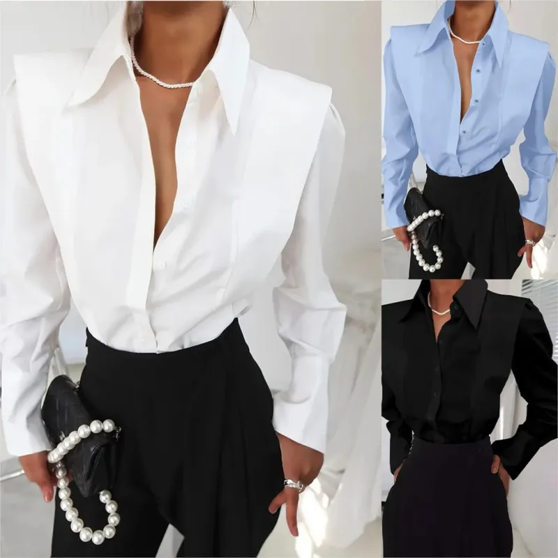 Women's long sleeve shirt for spring and autumn new right angled shoulder white shirt
Women's long sleeve shirt for spring and autumn new right angled shoulder white shirt