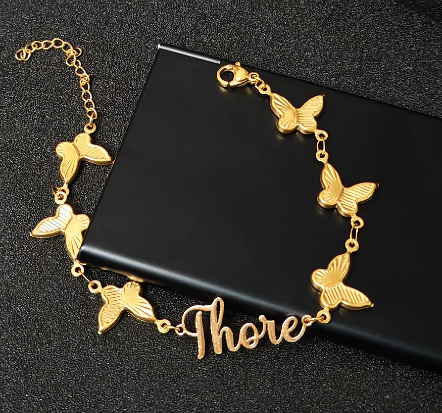 Customized Butterfly Name Bracelet Stainless Steel Gold Butterfly Chain Personalized Birthday Gift
Customized Butterfly Name Bracelet Stainless Steel Gold Butterfly Chain Personalized Birthday Gift