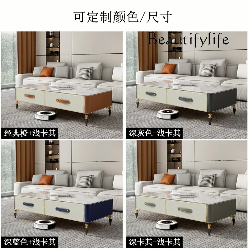 ZS Light Luxury Saddle Leather Long Coffee Table Modern Living Room Rock Slab Coffee Table TV Cabinet Solid Wood High Tea Table
ZS Light Luxury Saddle Leather Long Coffee Table Modern Living Room Rock Slab Coffee Table TV Cabinet Solid Wood High Tea Table