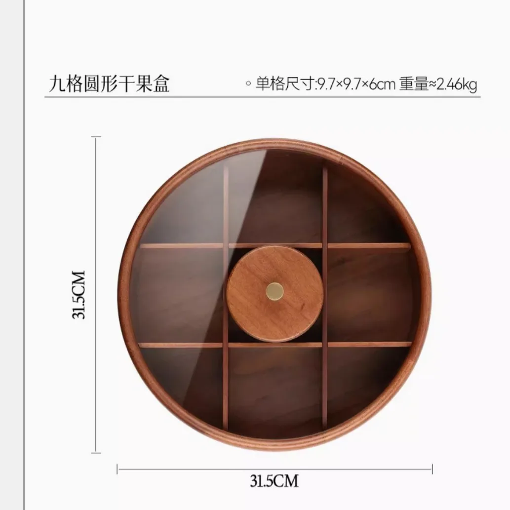 Household Snack Fruit Tray Made of Solid Wood, Round, High-end Nine Grid Fruit Tray Box, Dry
Household Snack Fruit Tray Made of Solid Wood, Round, High-end Nine Grid Fruit Tray Box, Dry