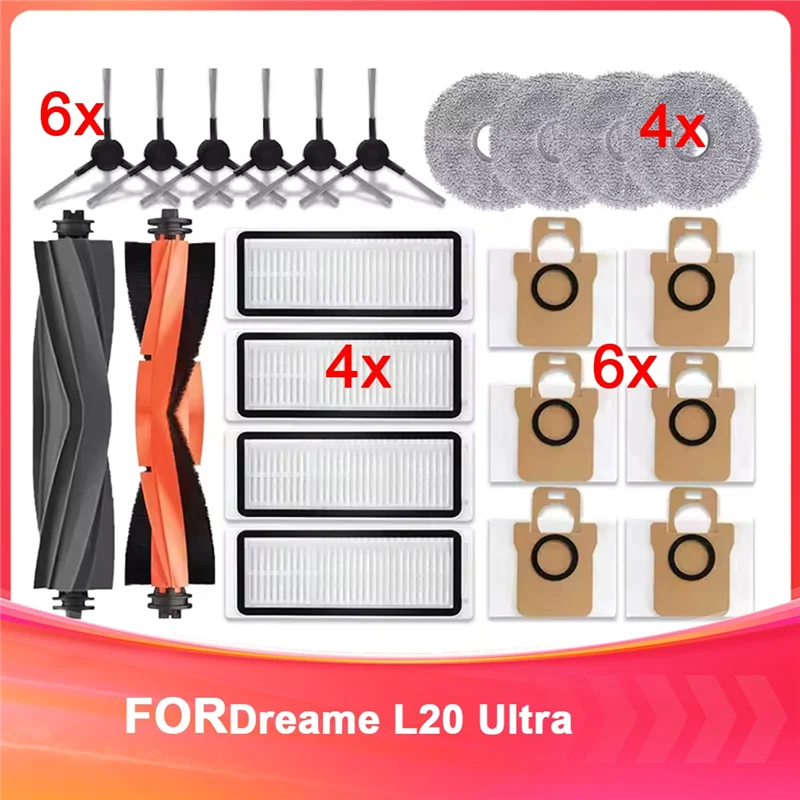 AT02-For Dreame L20 Ultra Robot Vacuum Spare Parts Rubber Main Side Brushes Mop Cloths HEPA Filters Dust Bag Accessories
AT02-For Dreame L20 Ultra Robot Vacuum Spare Parts Rubber Main Side Brushes Mop Cloths HEPA Filters Dust Bag Accessories