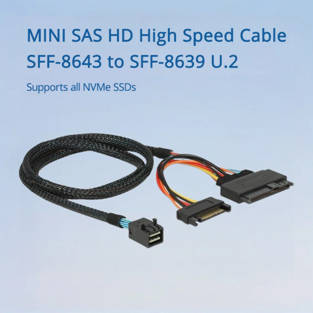 Высокоскоростной кабель MINI SAS HD SFF-8643 к Sff-8639 U.2. Поддержка всех твердотельных накопителей NVMe. Длина выбираемой длины 0,5 м, 1 м, 1,5 м.
Высокоскоростной кабель MINI SAS HD SFF-8643 к Sff-8639 U.2. Поддержка всех твердотельных накопителей NVMe. Длина выбираемой длины 0,5 м, 1 м, 1,5 м.