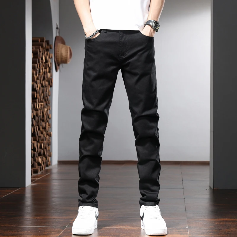Summer Black Jeans Men Casual Slim Fit Straight Denim Pants Korean Style Simple Solid Color Trousers
Summer Black Jeans Men Casual Slim Fit Straight Denim Pants Korean Style Simple Solid Color Trousers