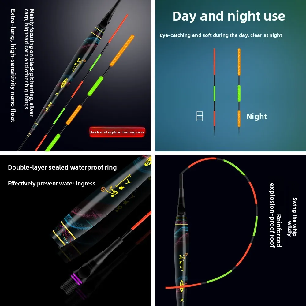 10-piece set60-70cm Day Night Nano Float for Mixed Fishing Black Pit Carp, Long Vertical Electronic Luminous Fishing Float
10-piece set60-70cm Day Night Nano Float for Mixed Fishing Black Pit Carp, Long Vertical Electronic Luminous Fishing Float