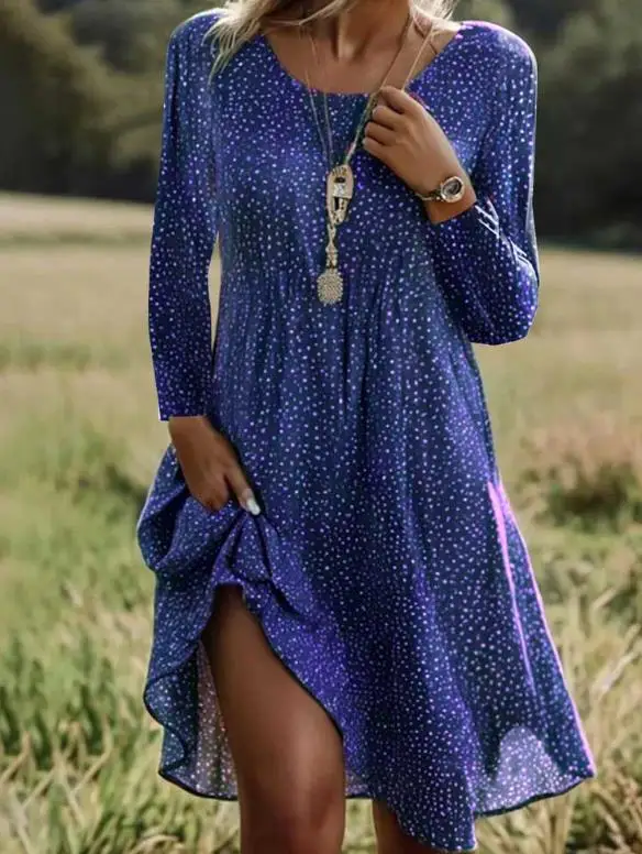 Women's Dress Spring Summer New Fashionable Casual Storm Point Printed Round Neck Loose Vacation Countryside Long Sleeve Dress
Women's Dress Spring Summer New Fashionable Casual Storm Point Printed Round Neck Loose Vacation Countryside Long Sleeve Dress