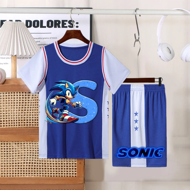 2pcs Anime Sonics Basketball Clothes Children Cartoon Letter Printed Short Sleeved Shorts Suit Boys Girls Summer Sport Clothing
2pcs Anime Sonics Basketball Clothes Children Cartoon Letter Printed Short Sleeved Shorts Suit Boys Girls Summer Sport Clothing