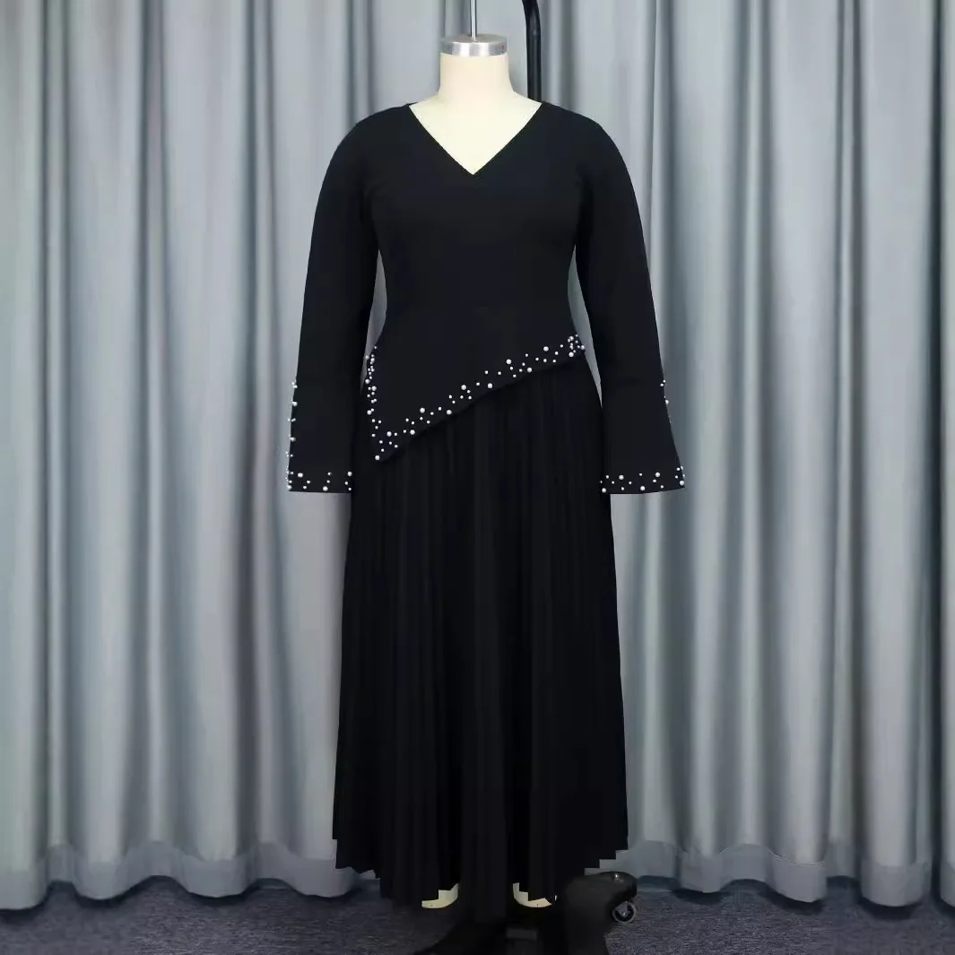 AM040608 new flared V-neck sleeve simple A-line long skirt party nail bead dress dresses
AM040608 new flared V-neck sleeve simple A-line long skirt party nail bead dress dresses
