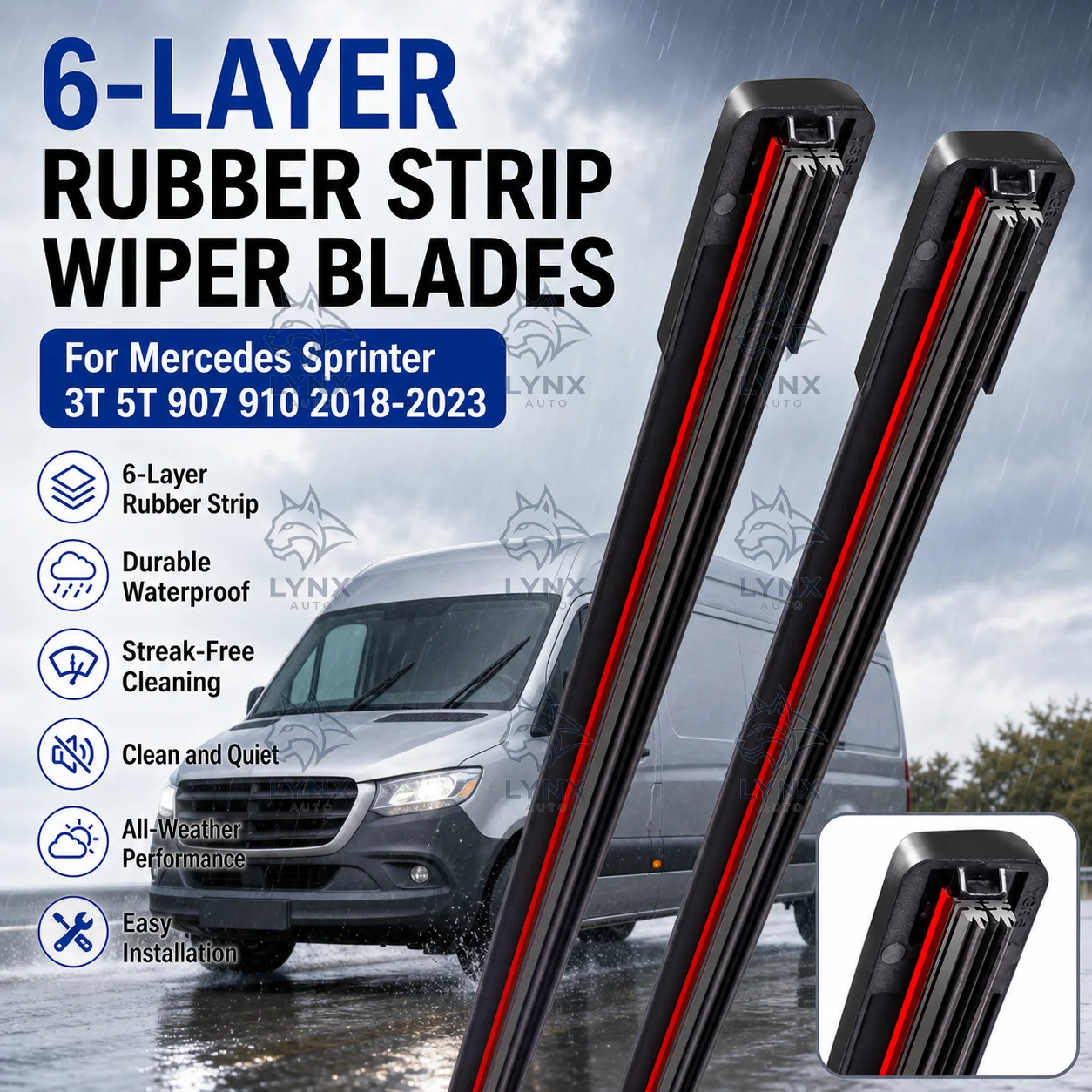 2Pcs Windshield Wiper Blade 6-Layer Rubber Strip Durable For Mercedes Sprinter 3T 5T 907 910 2018-2023 Wiper Blades
2Pcs Windshield Wiper Blade 6-Layer Rubber Strip Durable For Mercedes Sprinter 3T 5T 907 910 2018-2023 Wiper Blades