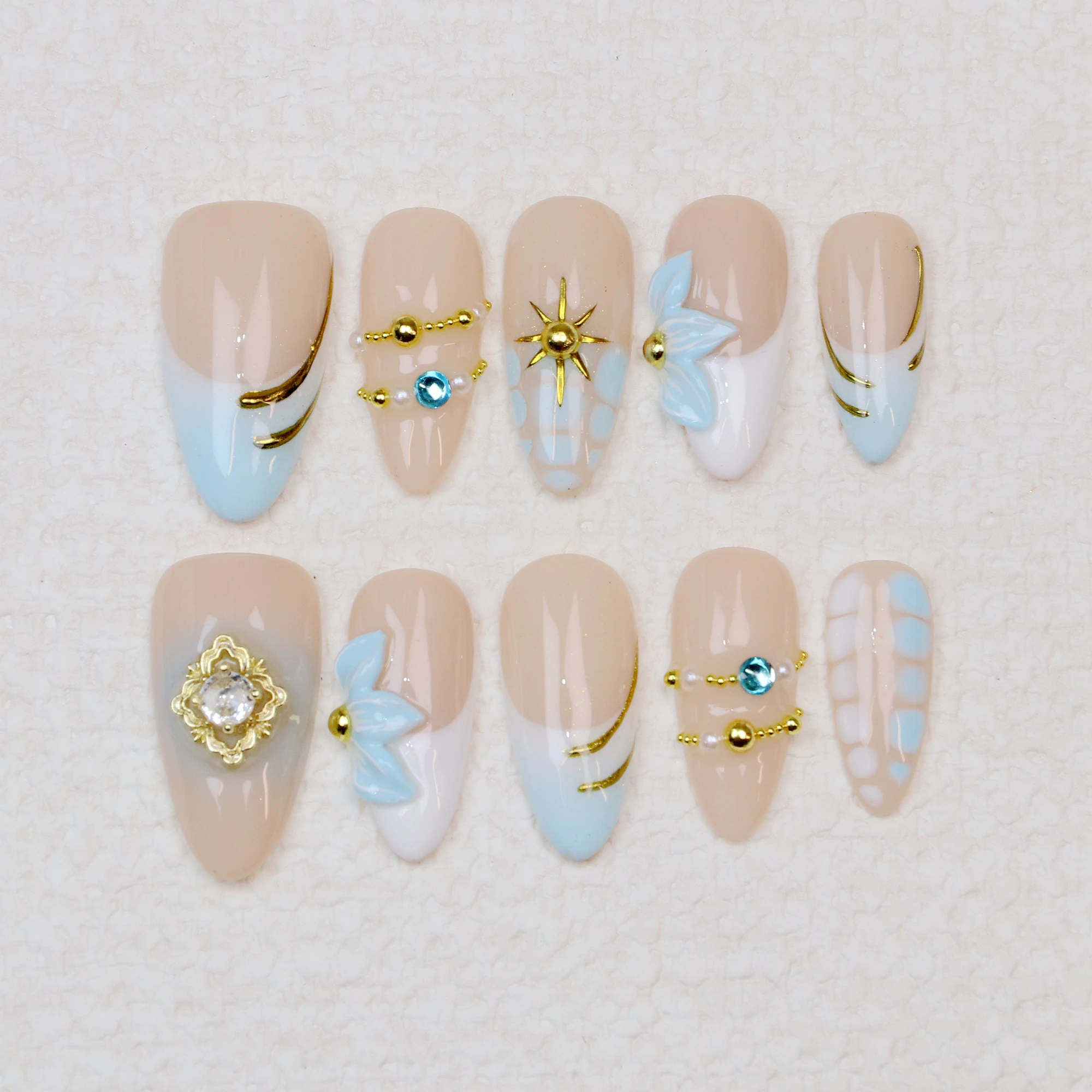 10Pcs 3D Flower Medium Almond Alegance Press On Nail,Custom hand painted Floral nails,Y2K Design with Adhesive Nail File Set
10Pcs 3D Flower Medium Almond Alegance Press On Nail,Custom hand painted Floral nails,Y2K Design with Adhesive Nail File Set