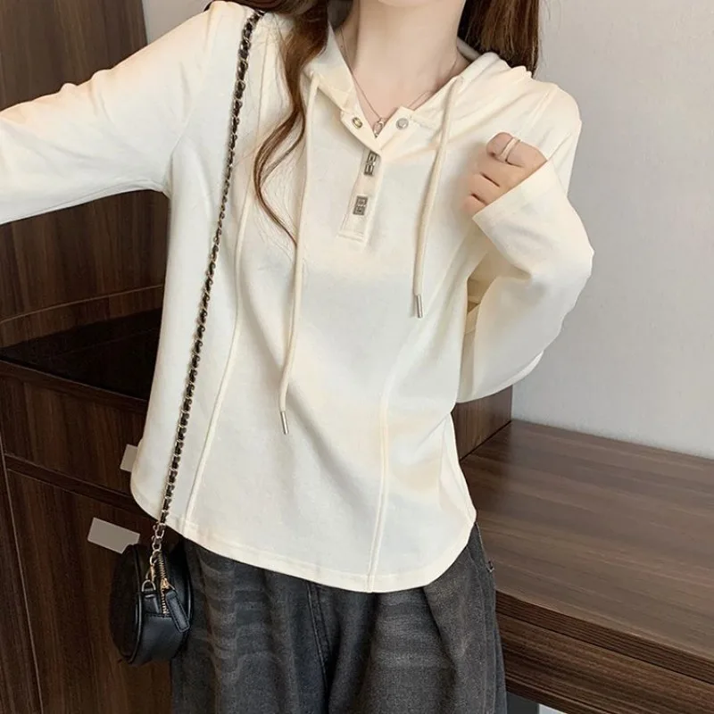 Femme Spring Fashion Button Drawstring Solid Color Women Clothing Simplicity All-match Appear Thin Cotton Slim Long Sleeve Tops
Femme Spring Fashion Button Drawstring Solid Color Women Clothing Simplicity All-match Appear Thin Cotton Slim Long Sleeve Tops