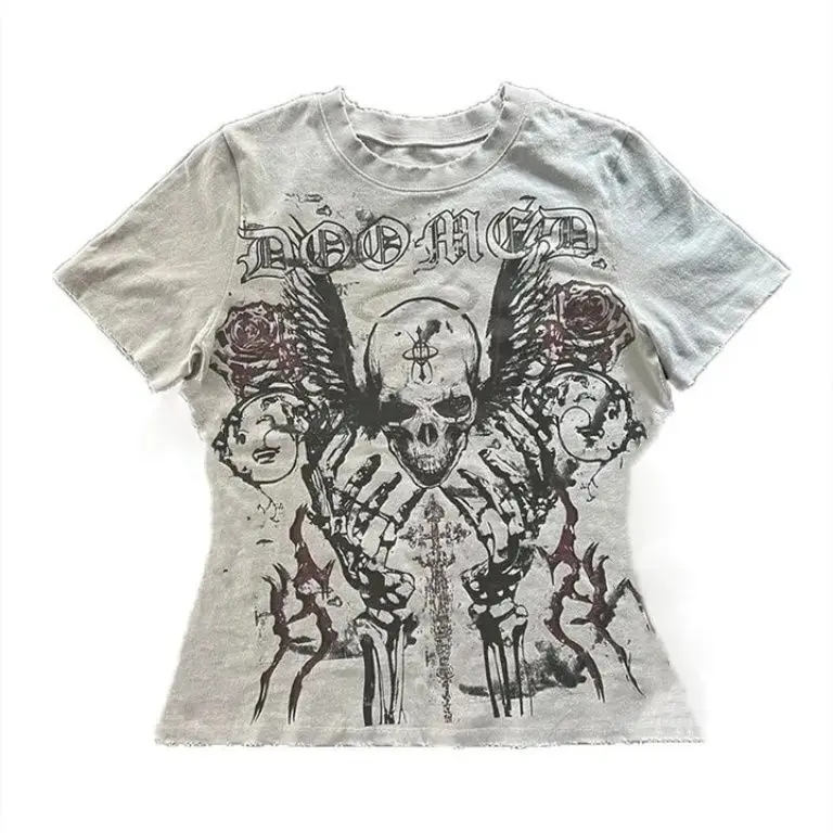American Vintage Skulls Print Y2k Tshirts Subculture Punk Casual O-neck Short Sleeve Pullover Tee Summer All-match Crop Top
American Vintage Skulls Print Y2k Tshirts Subculture Punk Casual O-neck Short Sleeve Pullover Tee Summer All-match Crop Top