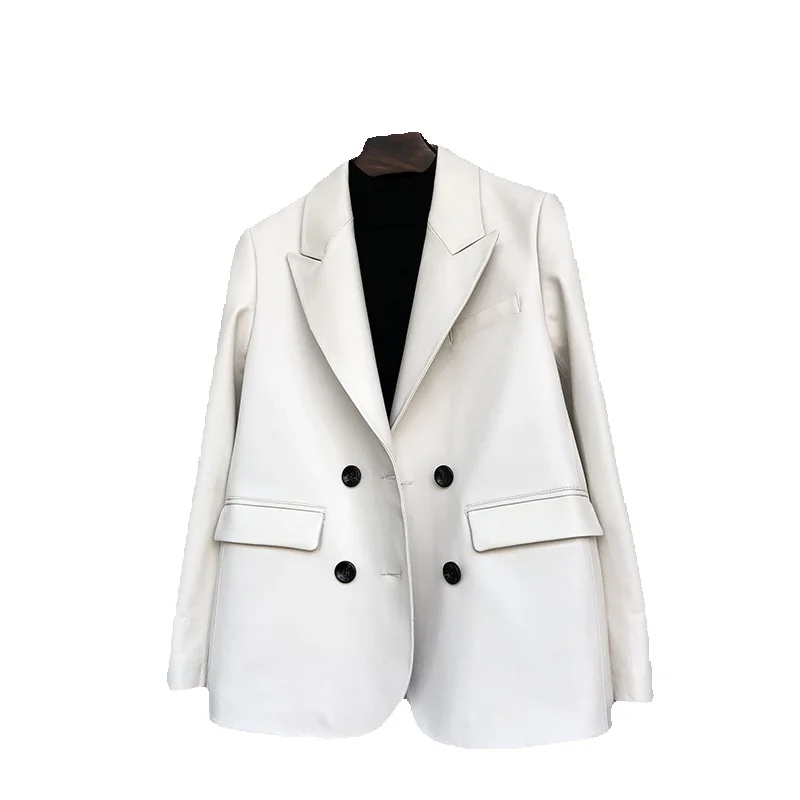 Leather Coat Spring New Genuine Leather Coat Women's Suit Collar Genuine Leather Sheepskin Fashion Double Breasted Coat
Leather Coat Spring New Genuine Leather Coat Women's Suit Collar Genuine Leather Sheepskin Fashion Double Breasted Coat