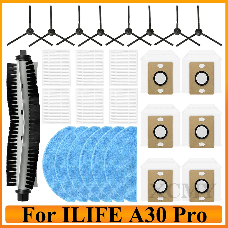 For ( ILIFE A30 Pro ) Vacuum Parts Main Roller Brushes Side Brushes HEPA Filter Mop Cloth Dust Bag Accessories
For ( ILIFE A30 Pro ) Vacuum Parts Main Roller Brushes Side Brushes HEPA Filter Mop Cloth Dust Bag Accessories