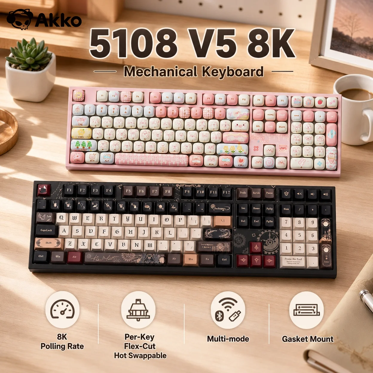 Akko 5108 V5 Mechanical Keyboard Full Size 8K Per-Key Flex-Cut Hot-swappable RGB Type-C/2.4G&BT Wireless Gaming Keyboard Gasket
Akko 5108 V5 Mechanical Keyboard Full Size 8K Per-Key Flex-Cut Hot-swappable RGB Type-C/2.4G&BT Wireless Gaming Keyboard Gasket