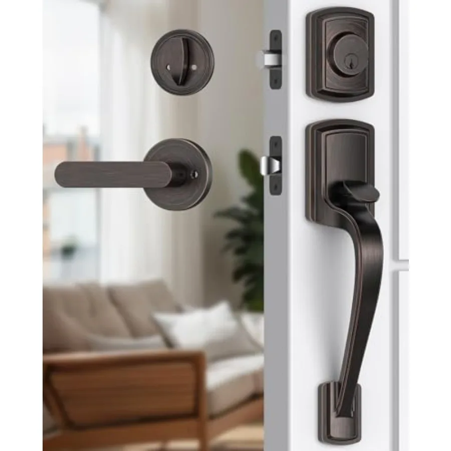 Front Door Handle and Deadbolt Set for Right and Left, Front Door Lock Set with Single Cylinder Deadbolt, Entry Doors Locksets
Front Door Handle and Deadbolt Set for Right and Left, Front Door Lock Set with Single Cylinder Deadbolt, Entry Doors Locksets