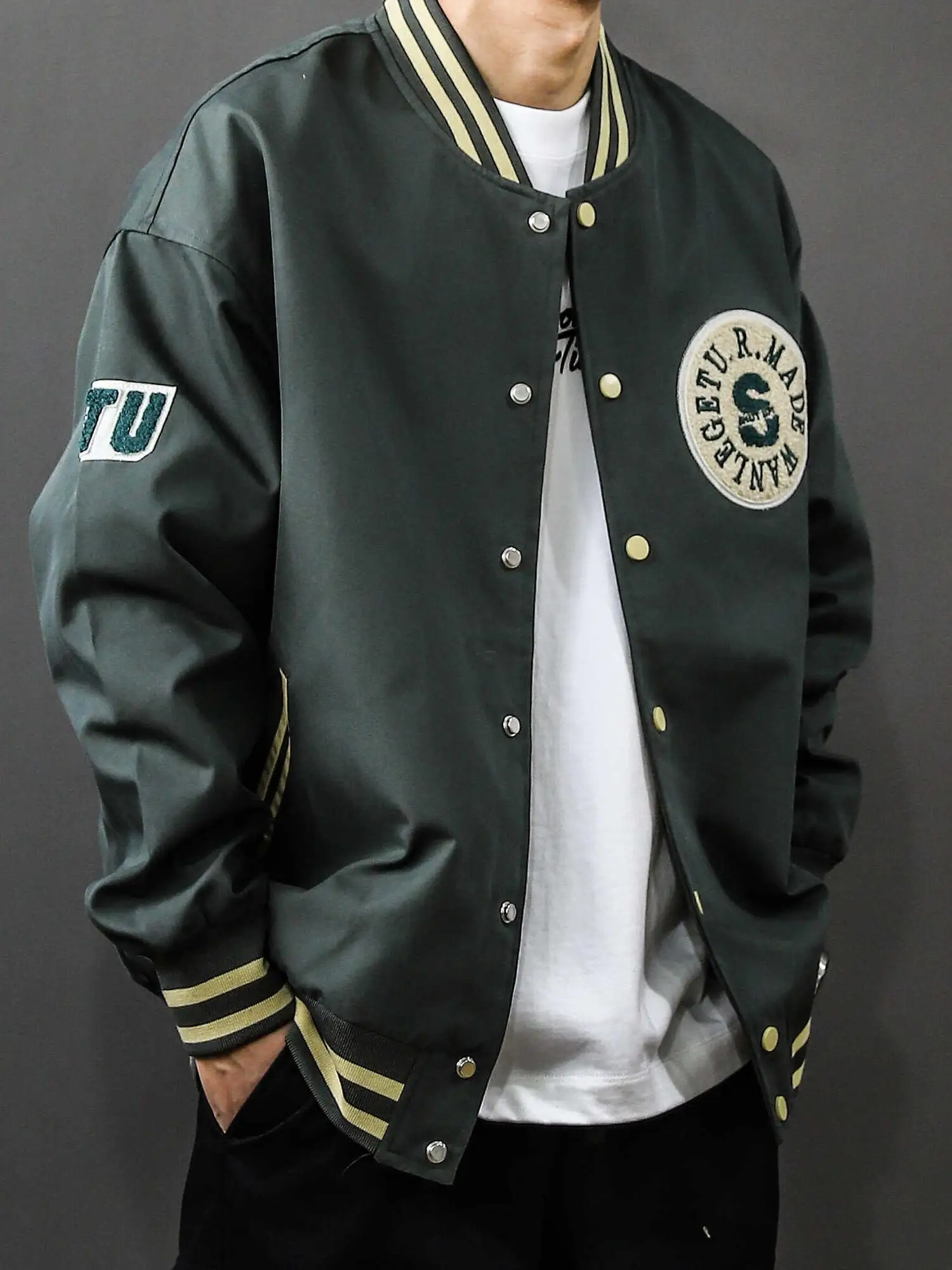 American Sle Loose Casual Baseball Jaet Men's Spring Autumn Faion Brand New Top Outerwear Long Sve round Ne
American Sle Loose Casual Baseball Jaet Men's Spring Autumn Faion Brand New Top Outerwear Long Sve round Ne