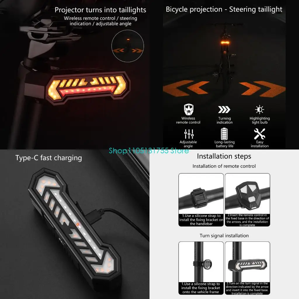K0EF Bicycles Rechargeable Tail Light With Remote Control And Turn Projection
K0EF Bicycles Rechargeable Tail Light With Remote Control And Turn Projection